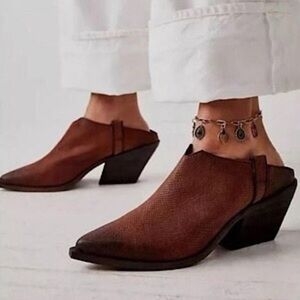 Free People Brown Leather Mules
